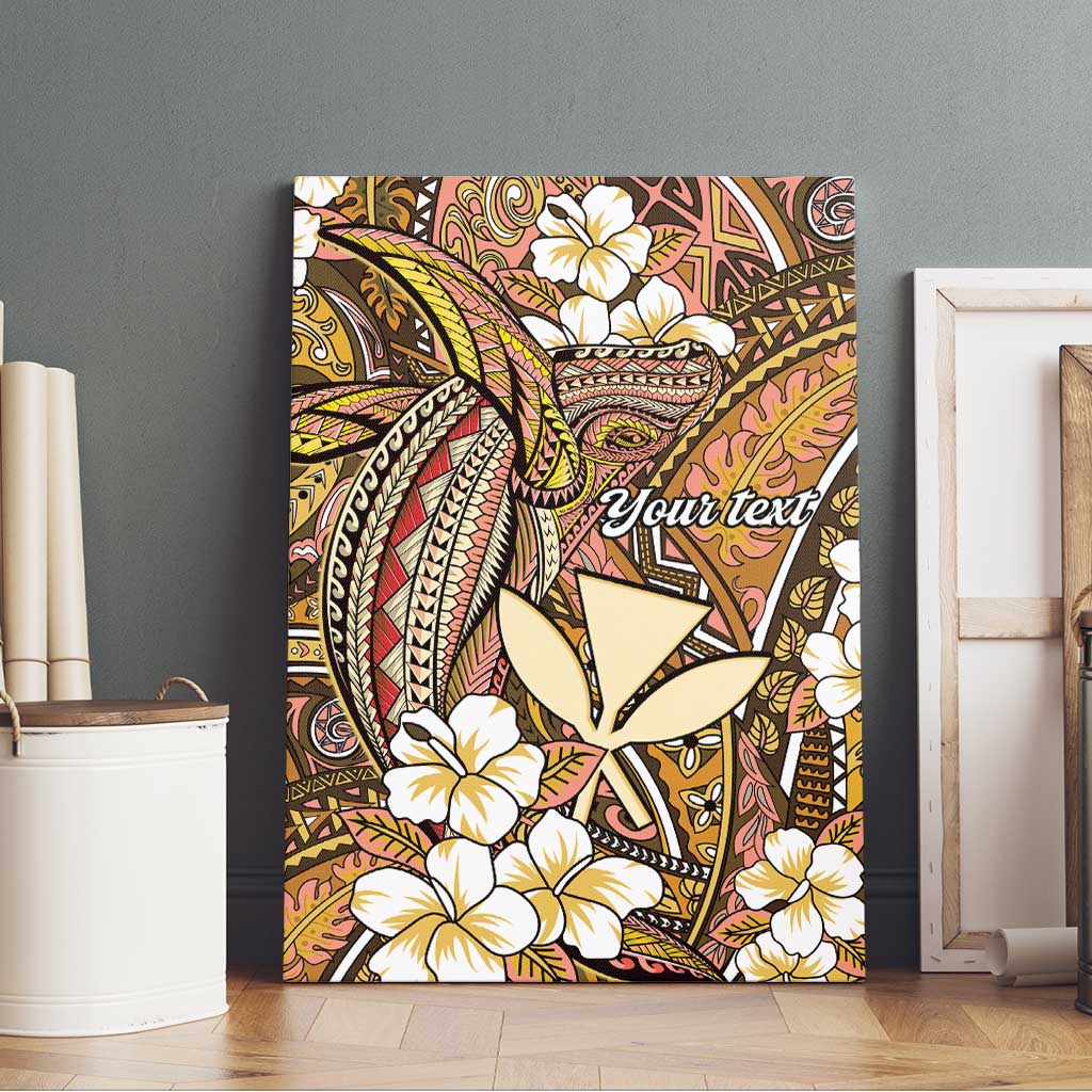 Personalised Hawaii Tribal Humpback Whale Canvas Wall Art Melemele Hibiscus Seamless Pattern LT9 - Polynesian Pride