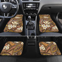 Personalised Hawaii Tribal Humpback Whale Car Mats Melemele Hibiscus Seamless Pattern LT9 Set 4pcs Gold - Polynesian Pride