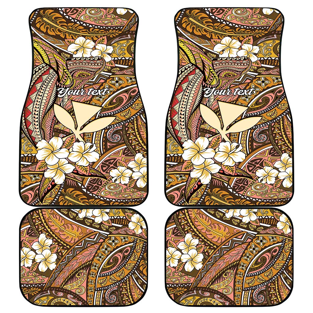 Personalised Hawaii Tribal Humpback Whale Car Mats Melemele Hibiscus Seamless Pattern LT9 - Polynesian Pride