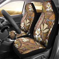 Personalised Hawaii Tribal Humpback Whale Car Seat Cover Melemele Hibiscus Seamless Pattern