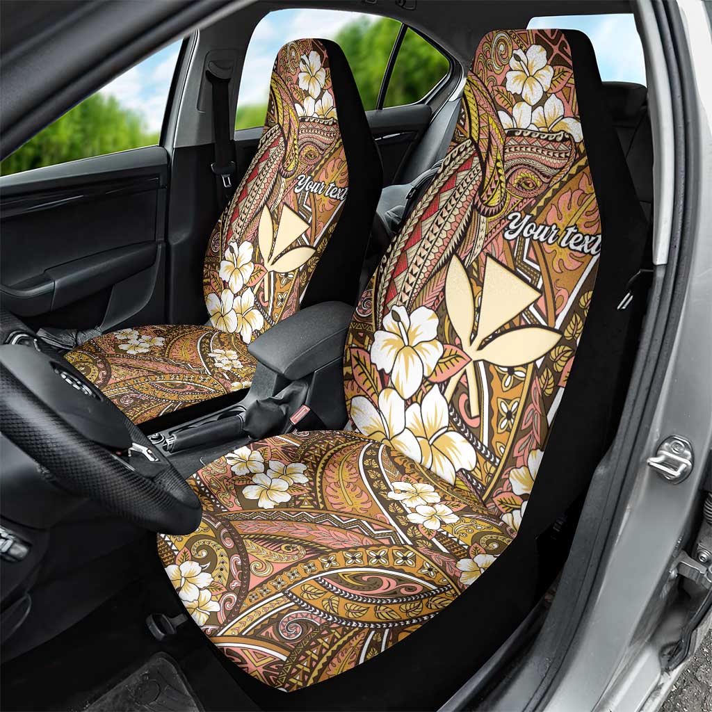 Personalised Hawaii Tribal Humpback Whale Car Seat Cover Melemele Hibiscus Seamless Pattern
