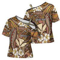 Personalised Hawaii Tribal Humpback Whale Cross Shoulder Shirt Melemele Hibiscus Seamless Pattern LT9 - Polynesian Pride