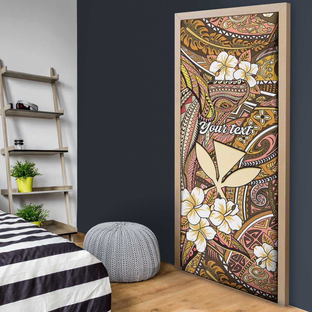 Personalised Hawaii Tribal Humpback Whale Door Cover Melemele Hibiscus Seamless Pattern LT9 - Polynesian Pride
