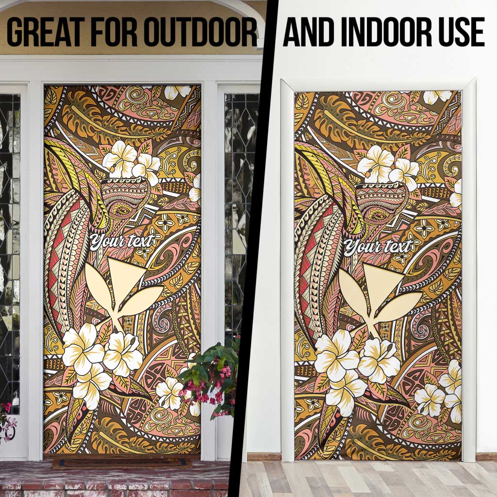 Personalised Hawaii Tribal Humpback Whale Door Cover Melemele Hibiscus Seamless Pattern LT9 - Polynesian Pride