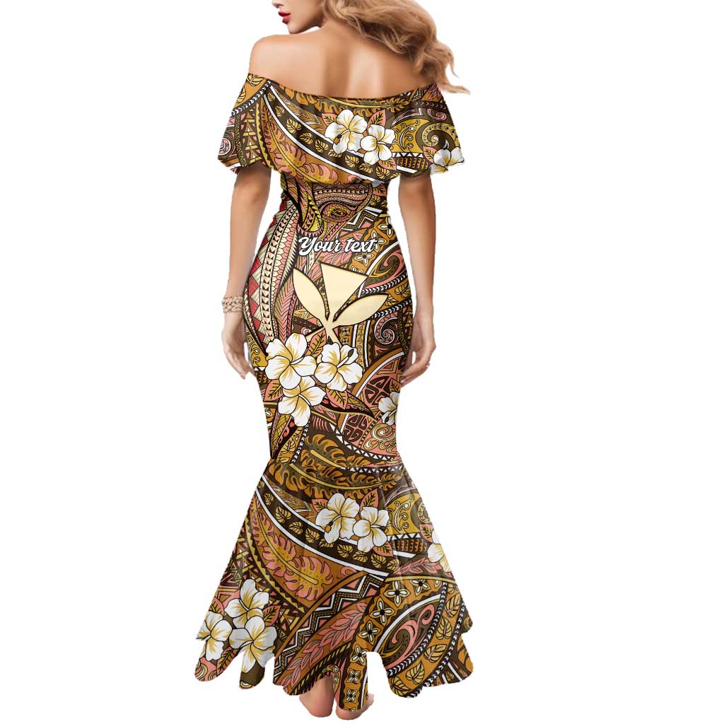 Personalised Hawaii Tribal Humpback Whale Family Matching Mermaid Dress and Hawaiian Shirt Melemele Hibiscus Seamless Pattern