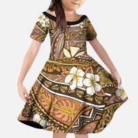 Personalised Hawaii Tribal Humpback Whale Family Matching Off Shoulder Maxi Dress and Hawaiian Shirt Melemele Hibiscus Seamless Pattern