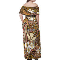 Personalised Hawaii Tribal Humpback Whale Family Matching Off Shoulder Maxi Dress and Hawaiian Shirt Melemele Hibiscus Seamless Pattern