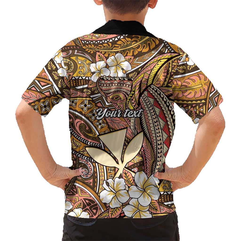 Personalised Hawaii Tribal Humpback Whale Family Matching Off Shoulder Short Dress and Hawaiian Shirt Melemele Hibiscus Seamless Pattern