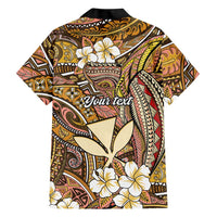 Personalised Hawaii Tribal Humpback Whale Family Matching Off Shoulder Short Dress and Hawaiian Shirt Melemele Hibiscus Seamless Pattern