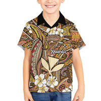 Personalised Hawaii Tribal Humpback Whale Family Matching Off Shoulder Short Dress and Hawaiian Shirt Melemele Hibiscus Seamless Pattern