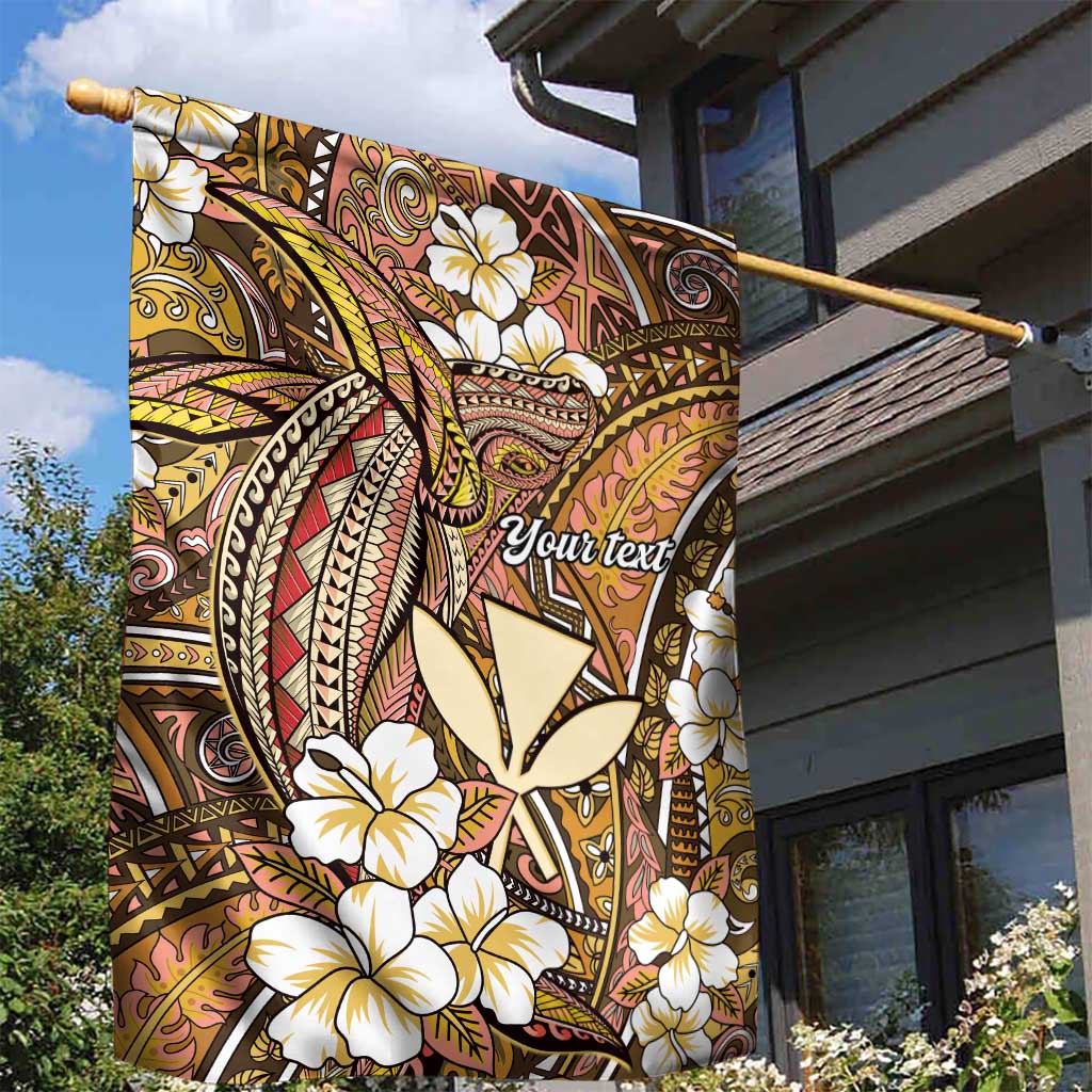 Personalised Hawaii Tribal Humpback Whale Garden Flag Melemele Hibiscus Seamless Pattern LT9 - Polynesian Pride