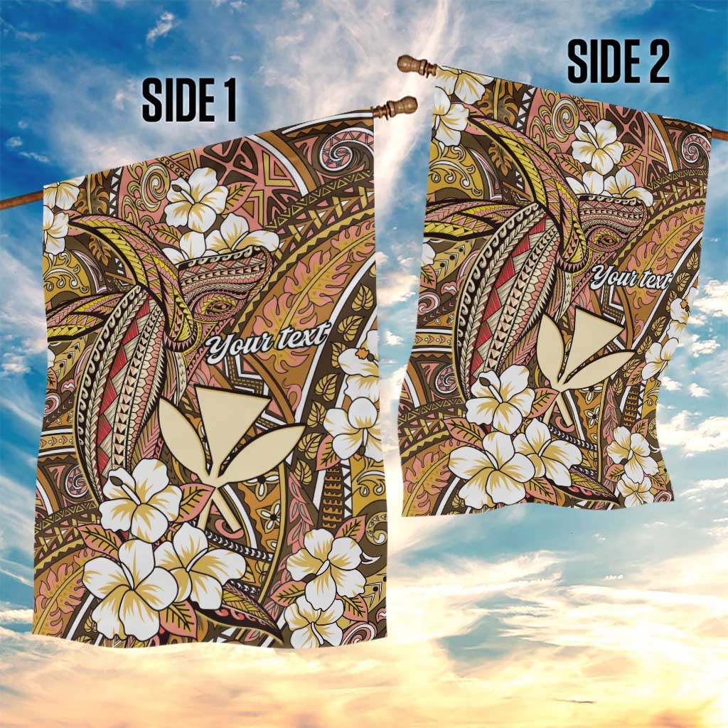 Personalised Hawaii Tribal Humpback Whale Garden Flag Melemele Hibiscus Seamless Pattern LT9 - Polynesian Pride