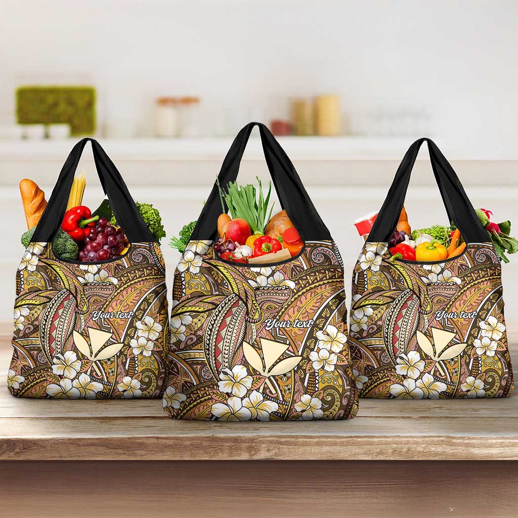 Personalised Hawaii Tribal Humpback Whale Grocery Bag Melemele Hibiscus Seamless Pattern LT9 3-pack One Size Gold - Polynesian Pride