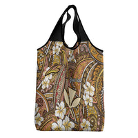 Personalised Hawaii Tribal Humpback Whale Grocery Bag Melemele Hibiscus Seamless Pattern LT9 - Polynesian Pride
