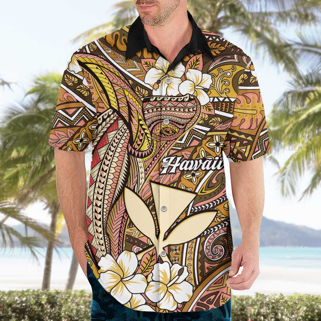 Personalised Hawaii Tribal Humpback Whale Hawaiian Shirt Melemele Hibiscus Seamless Pattern LT9 - Polynesian Pride