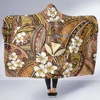 Personalised Hawaii Tribal Humpback Whale Hooded Blanket Melemele Hibiscus Seamless Pattern LT9 One Size Gold - Polynesian Pride