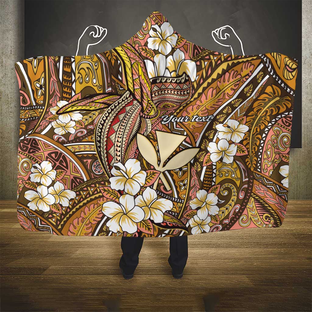 Personalised Hawaii Tribal Humpback Whale Hooded Blanket Melemele Hibiscus Seamless Pattern LT9 - Polynesian Pride