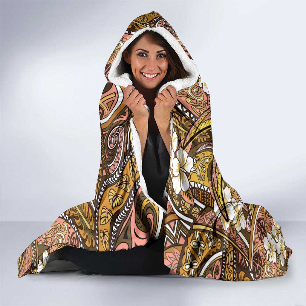 Personalised Hawaii Tribal Humpback Whale Hooded Blanket Melemele Hibiscus Seamless Pattern LT9 - Polynesian Pride