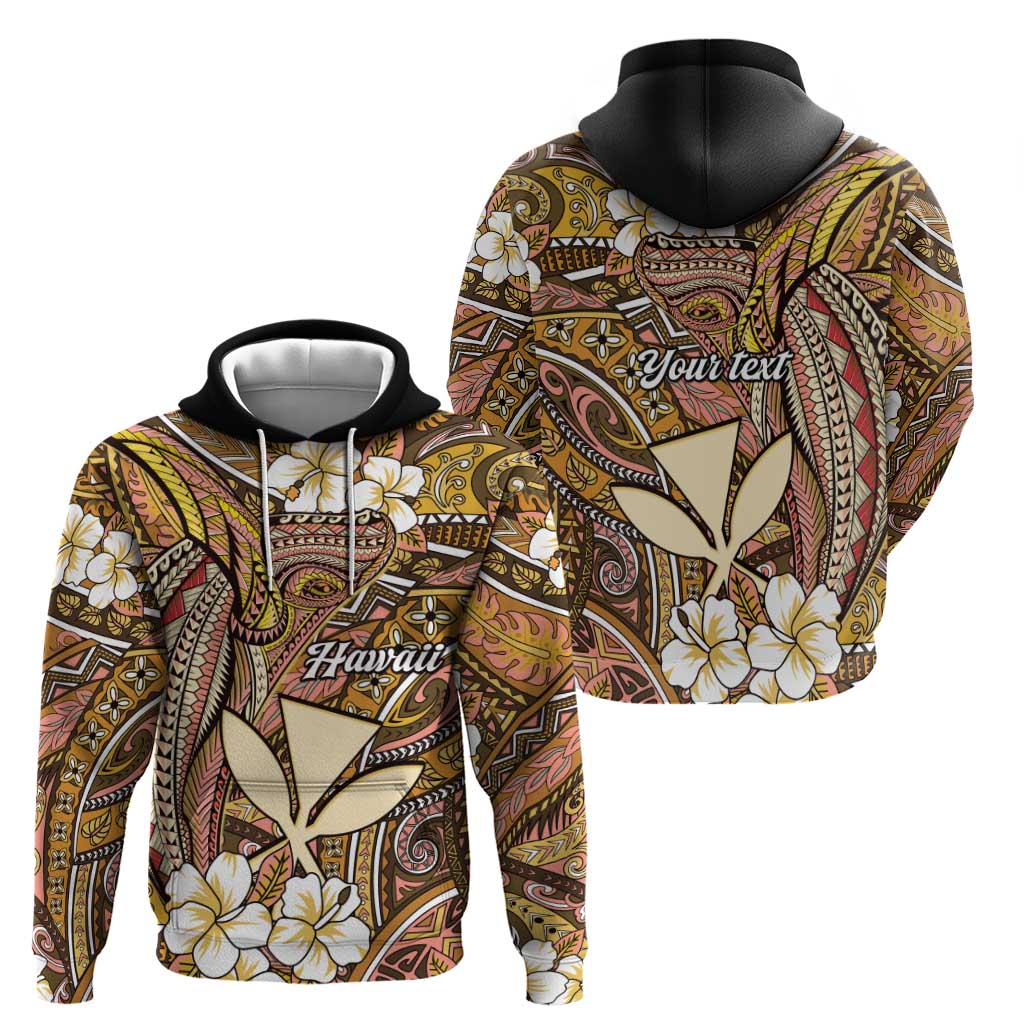 Personalised Hawaii Tribal Humpback Whale Hoodie Melemele Hibiscus Seamless Pattern LT9 - Polynesian Pride