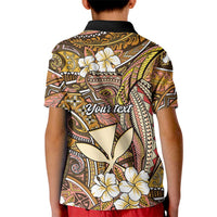 Personalised Hawaii Tribal Humpback Whale Kid Polo Shirt Melemele Hibiscus Seamless Pattern LT9 - Polynesian Pride