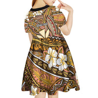 Personalised Hawaii Tribal Humpback Whale Kid Short Sleeve Dress Melemele Hibiscus Seamless Pattern LT9 - Polynesian Pride