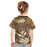 Personalised Hawaii Tribal Humpback Whale Kid T Shirt Melemele Hibiscus Seamless Pattern LT9 - Polynesian Pride