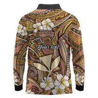 Personalised Hawaii Tribal Humpback Whale Long Sleeve Polo Shirt Melemele Hibiscus Seamless Pattern LT9 - Polynesian Pride