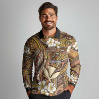 Personalised Hawaii Tribal Humpback Whale Long Sleeve Polo Shirt Melemele Hibiscus Seamless Pattern LT9 - Polynesian Pride