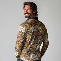 Personalised Hawaii Tribal Humpback Whale Long Sleeve Polo Shirt Melemele Hibiscus Seamless Pattern LT9 - Polynesian Pride