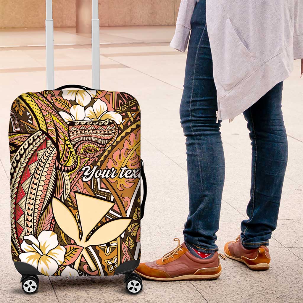 Personalised Hawaii Tribal Humpback Whale Luggage Cover Melemele Hibiscus Seamless Pattern LT9 Gold - Polynesian Pride