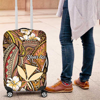 Personalised Hawaii Tribal Humpback Whale Luggage Cover Melemele Hibiscus Seamless Pattern LT9 Gold - Polynesian Pride