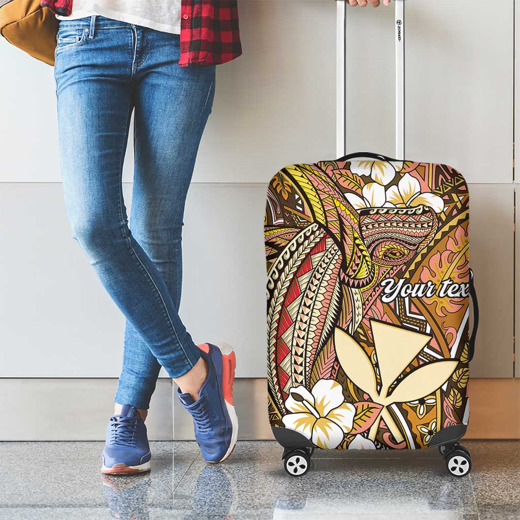 Personalised Hawaii Tribal Humpback Whale Luggage Cover Melemele Hibiscus Seamless Pattern LT9 - Polynesian Pride