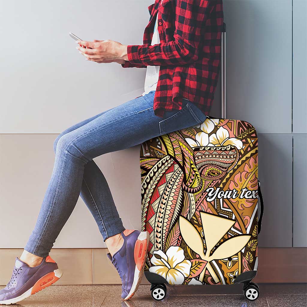 Personalised Hawaii Tribal Humpback Whale Luggage Cover Melemele Hibiscus Seamless Pattern LT9 - Polynesian Pride