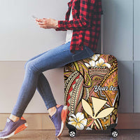 Personalised Hawaii Tribal Humpback Whale Luggage Cover Melemele Hibiscus Seamless Pattern LT9 - Polynesian Pride