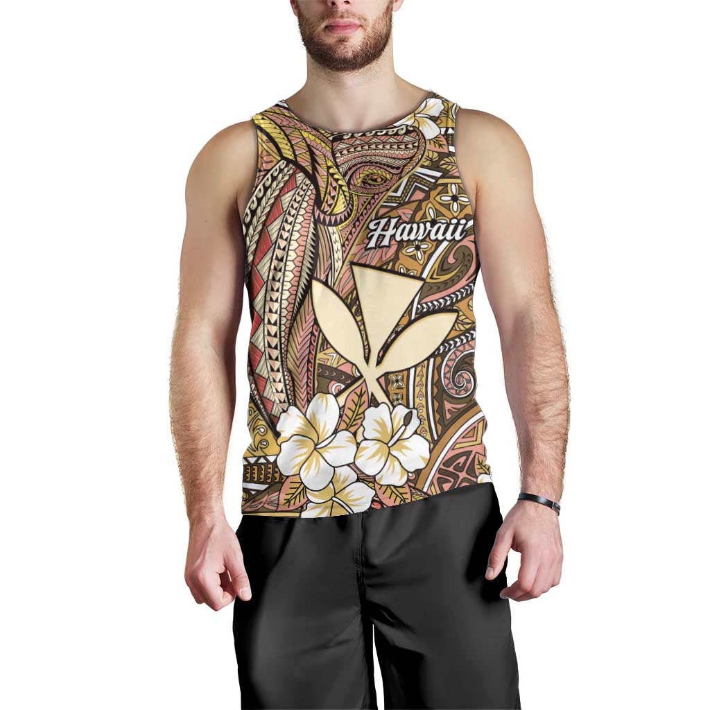 Personalised Hawaii Tribal Humpback Whale Men Tank Top Melemele Hibiscus Seamless Pattern LT9 - Polynesian Pride