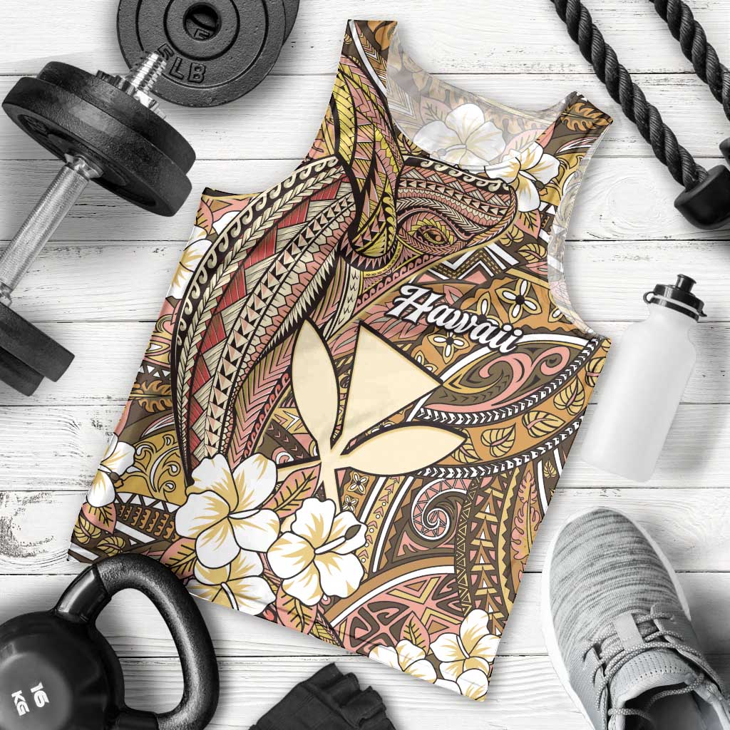 Personalised Hawaii Tribal Humpback Whale Men Tank Top Melemele Hibiscus Seamless Pattern LT9 - Polynesian Pride