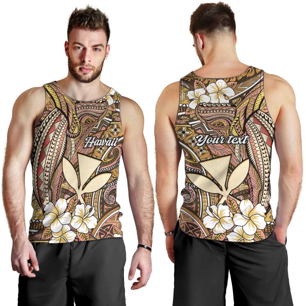 Personalised Hawaii Tribal Humpback Whale Men Tank Top Melemele Hibiscus Seamless Pattern LT9 - Polynesian Pride