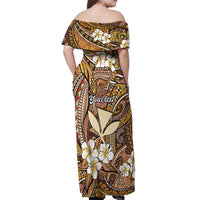 Personalised Hawaii Tribal Humpback Whale Off Shoulder Maxi Dress Melemele Hibiscus Seamless Pattern LT9 - Polynesian Pride