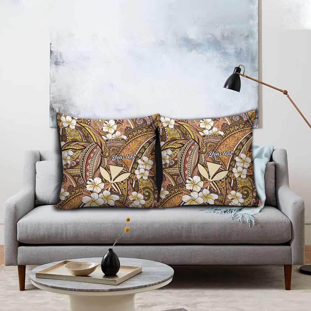 Personalised Hawaii Tribal Humpback Whale Pillow Cover Melemele Hibiscus Seamless Pattern LT9 - Polynesian Pride