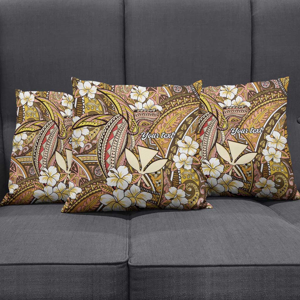 Personalised Hawaii Tribal Humpback Whale Pillow Cover Melemele Hibiscus Seamless Pattern LT9 - Polynesian Pride