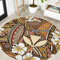 Personalised Hawaii Tribal Humpback Whale Round Carpet Melemele Hibiscus Seamless Pattern