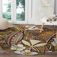 Personalised Hawaii Tribal Humpback Whale Round Carpet Melemele Hibiscus Seamless Pattern