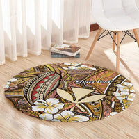 Personalised Hawaii Tribal Humpback Whale Round Carpet Melemele Hibiscus Seamless Pattern
