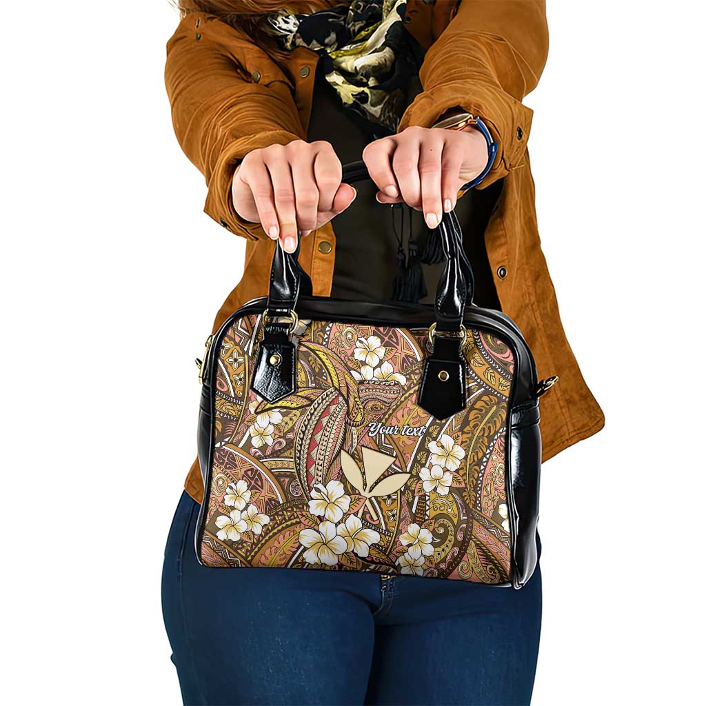 Personalised Hawaii Tribal Humpback Whale Shoulder Handbag Melemele Hibiscus Seamless Pattern