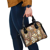 Personalised Hawaii Tribal Humpback Whale Shoulder Handbag Melemele Hibiscus Seamless Pattern