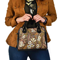 Personalised Hawaii Tribal Humpback Whale Shoulder Handbag Melemele Hibiscus Seamless Pattern