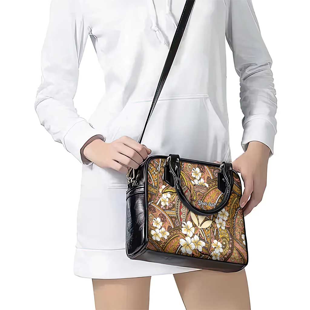 Personalised Hawaii Tribal Humpback Whale Shoulder Handbag Melemele Hibiscus Seamless Pattern