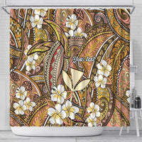 Personalised Hawaii Tribal Humpback Whale Shower Curtain Melemele Hibiscus Seamless Pattern LT9 - Polynesian Pride