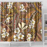 Personalised Hawaii Tribal Humpback Whale Shower Curtain Melemele Hibiscus Seamless Pattern LT9 - Polynesian Pride