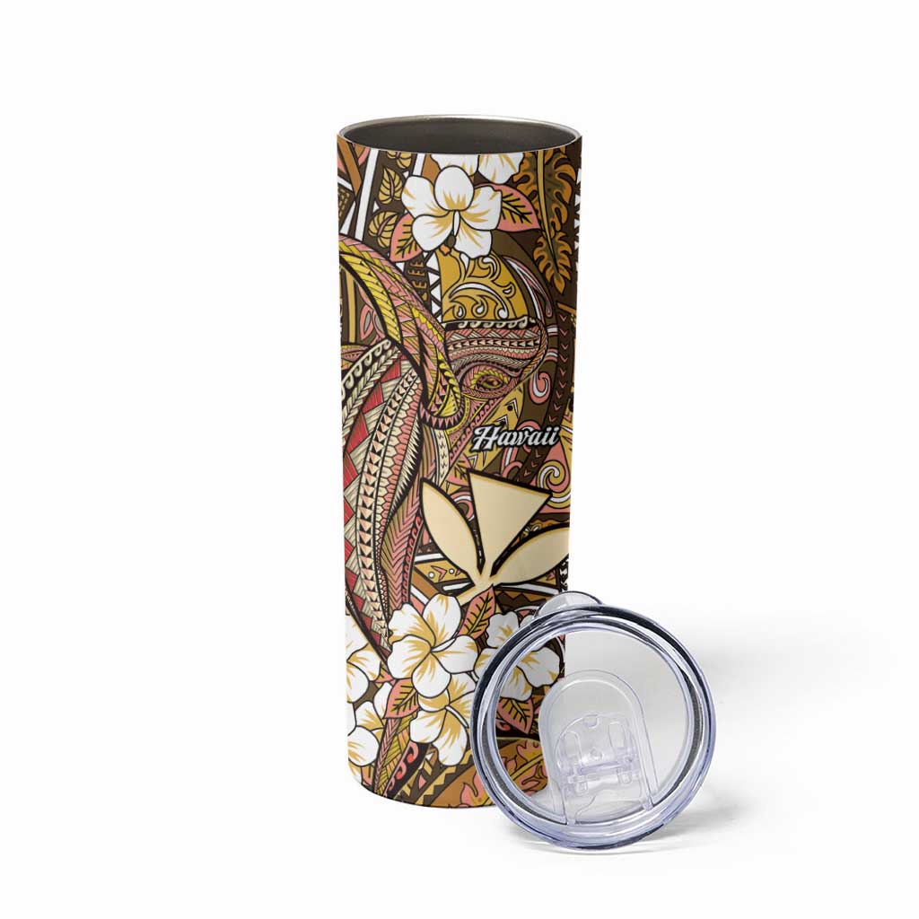 Personalised Hawaii Tribal Humpback Whale Skinny Tumbler Melemele Hibiscus Seamless Pattern LT9 - Polynesian Pride